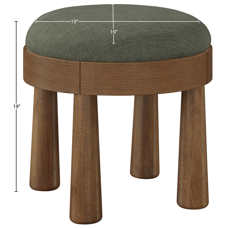 Meridian Furniture Larea Olive Linen Textured Fabric Upholstered Ottoman