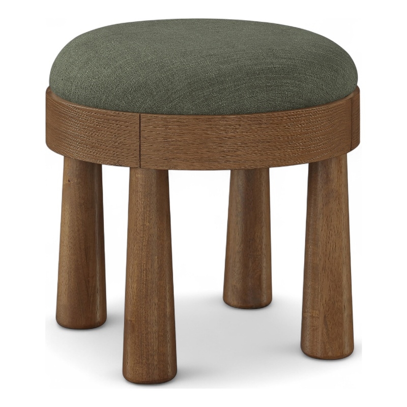 Meridian Furniture Larea Olive Linen Textured Fabric Upholstered Ottoman