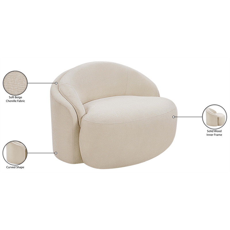 Meridian Furniture Caspian Beige Chenille Fabric Upholstered Chair