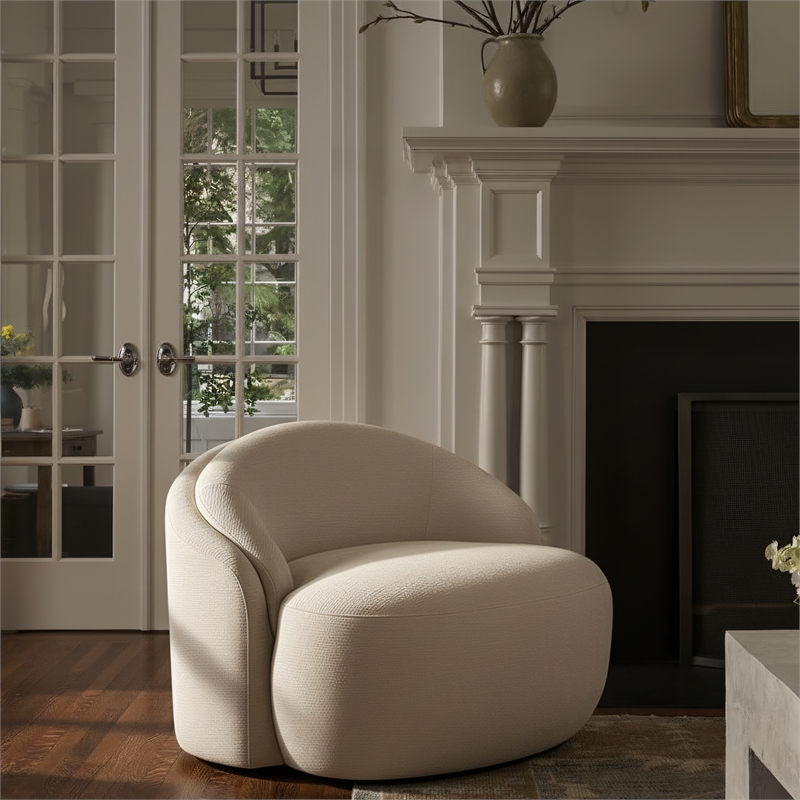 Meridian Furniture Caspian Beige Chenille Fabric Upholstered Chair
