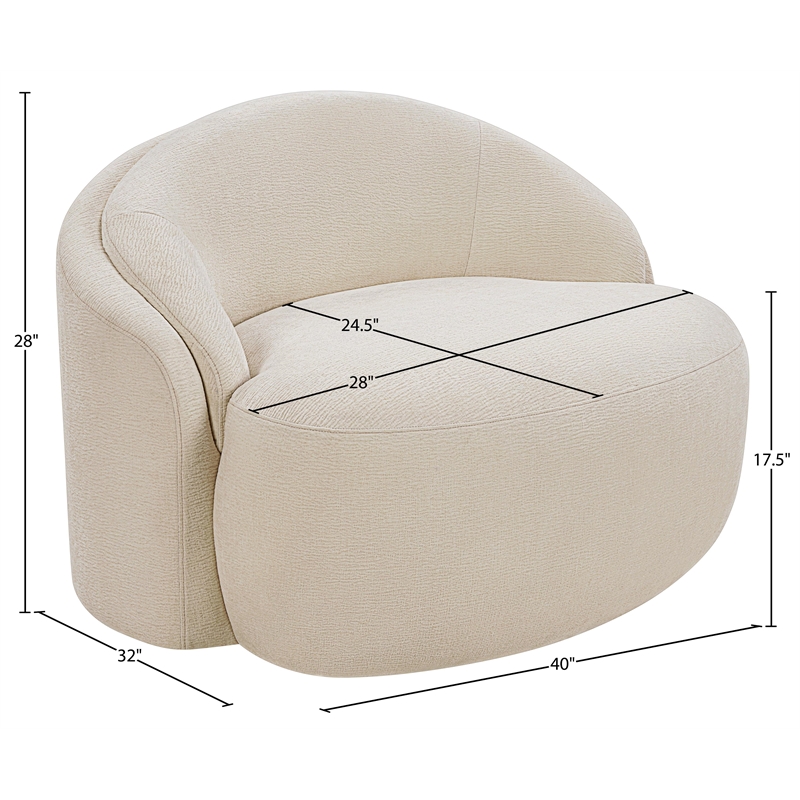Meridian Furniture Caspian Beige Chenille Fabric Upholstered Chair