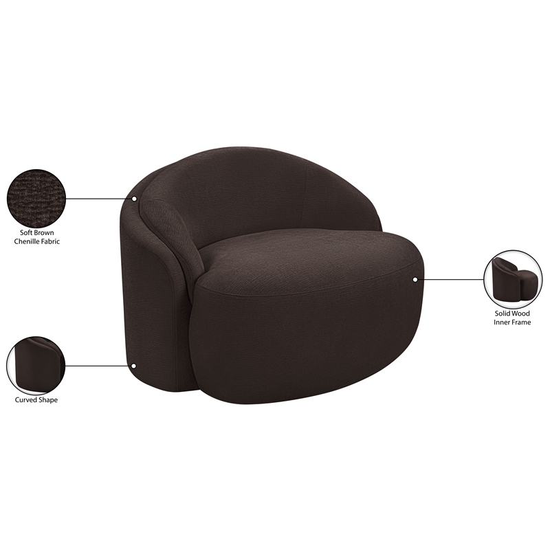 Meridian Furniture Caspian Brown Chenille Fabric Upholstered Chair