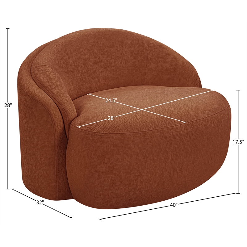 Meridian Furniture Caspian Cognac Chenille Fabric Upholstered Chair