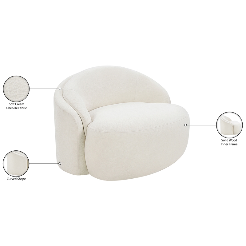 Meridian Furniture Caspian Cream Chenille Fabric Upholstered Chair