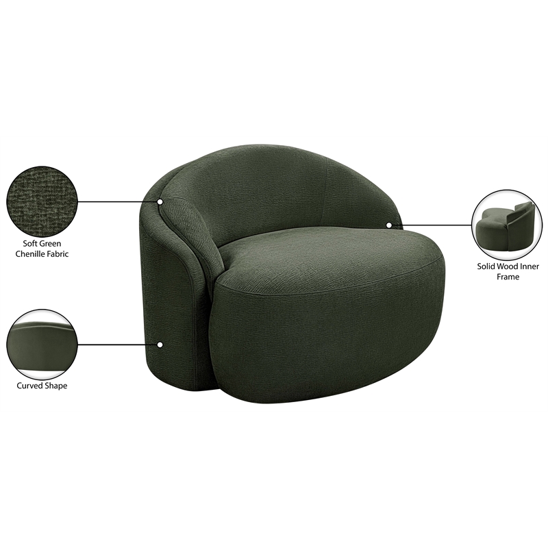 Meridian Furniture Caspian Green Chenille Fabric Upholstered Chair