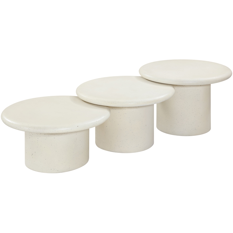 Meridian Furniture Emara Cream Concrete 3pc. Indoor / Outdoor Coffee Table