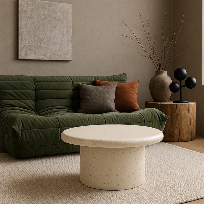 Meridian Furniture Emara Cream Concrete Indoor / Outdoor Coffee Table