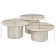 Meridian Furniture Emara Travertine Concrete 3pc. Indoor / Outdoor Coffee Table