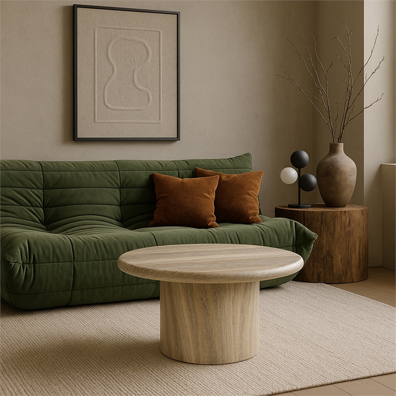 Meridian Furniture Emara Travertine Concrete Indoor / Outdoor Coffee Table