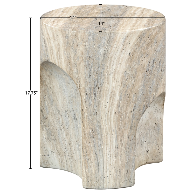 Meridian Furniture Olira Travertine Concrete Indoor / Outdoor End Table