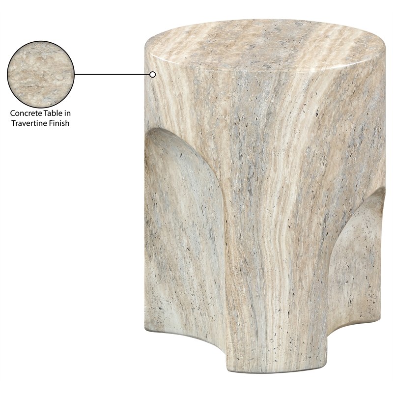 Meridian Furniture Olira Travertine Concrete Indoor / Outdoor End Table