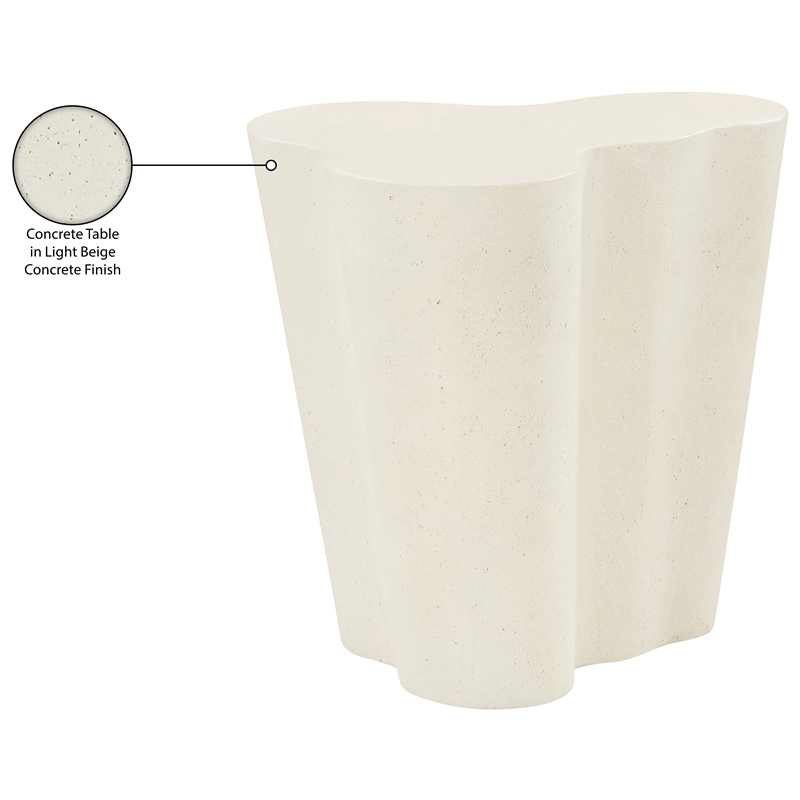 Meridian Furniture Monza Cream Concrete Indoor / Outdoor End Table