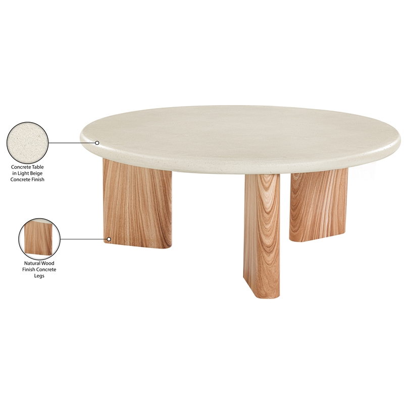 Meridian Furniture Avaya Cream / Natural Concrete Indoor / Outdoor Coffee Table