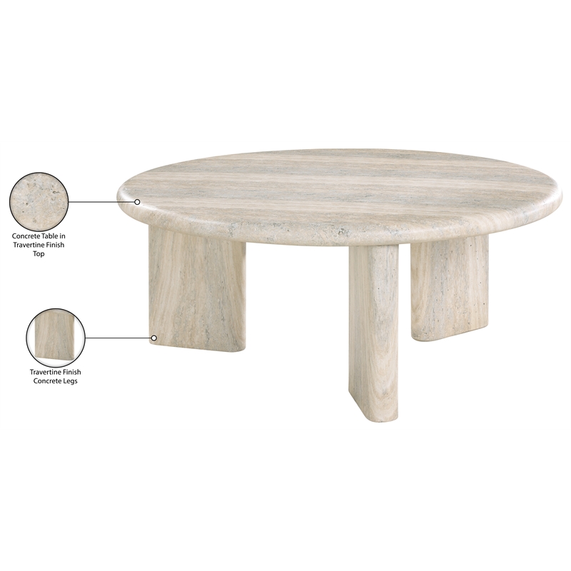 Meridian Furniture Avaya Travertine Concrete Indoor / Outdoor Coffee Table
