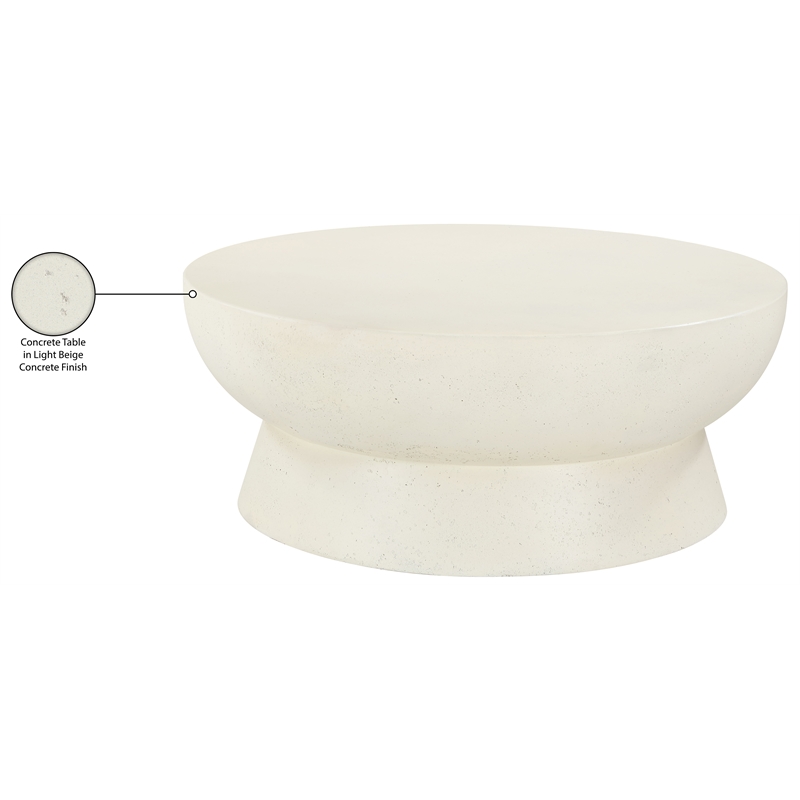 Meridian Furniture Avaya Cream Concrete Indoor / Outdoor Coffee Table