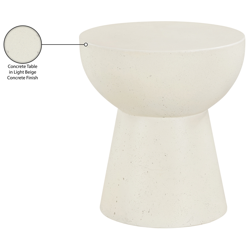 Meridian Furniture Avaya Cream Concrete Indoor / Outdoor End Table