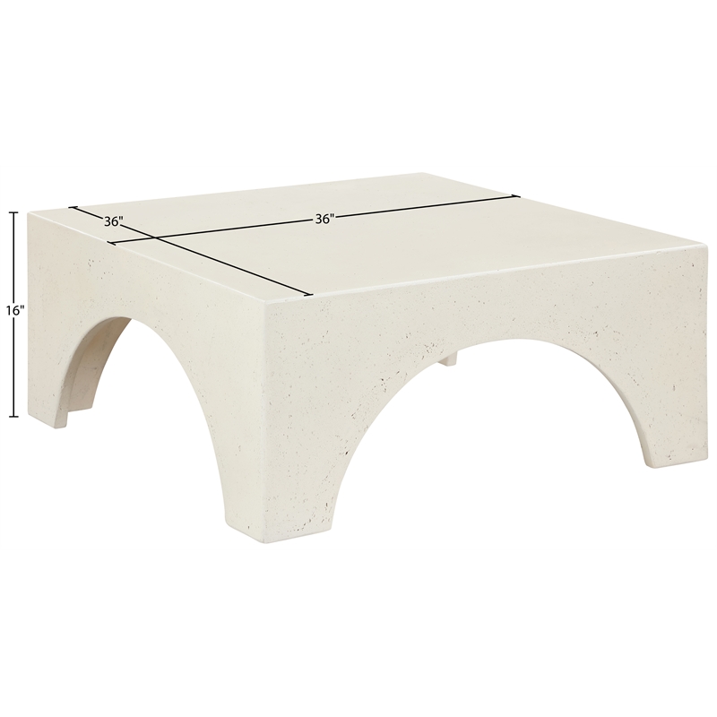 Meridian Furniture Renza Cream Concrete Indoor / Outdoor Coffee Table