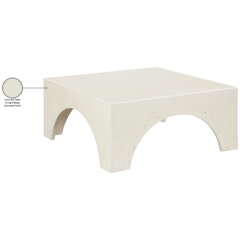 Meridian Furniture Renza Cream Concrete Indoor / Outdoor Coffee Table