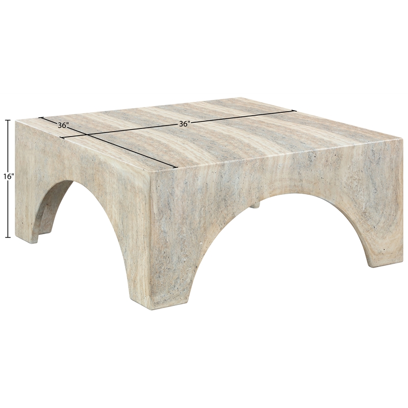 Meridian Furniture Renza Travertine Concrete Indoor / Outdoor Coffee Table