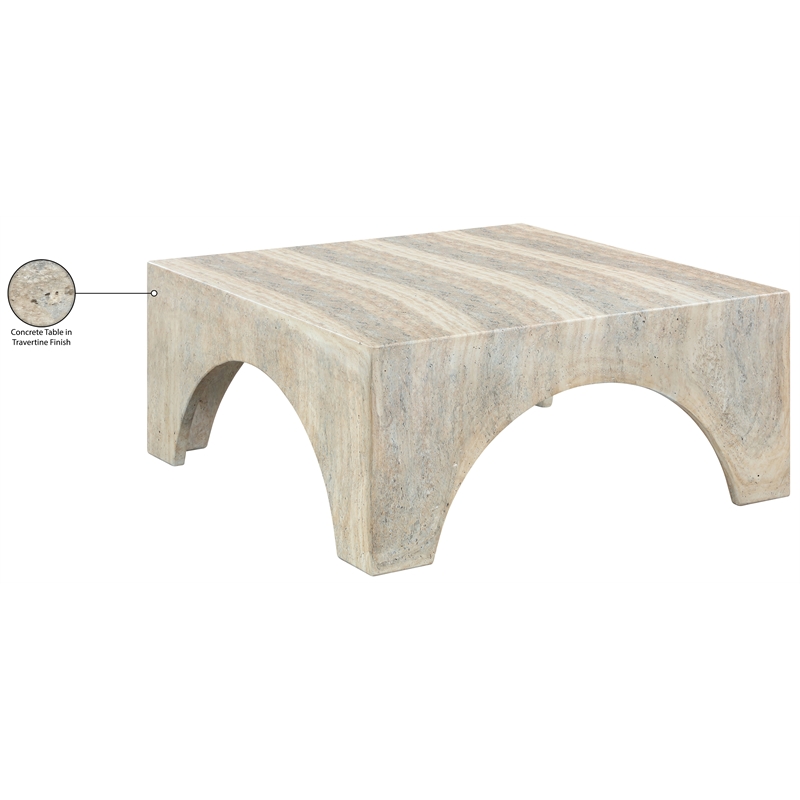 Meridian Furniture Renza Travertine Concrete Indoor / Outdoor Coffee Table