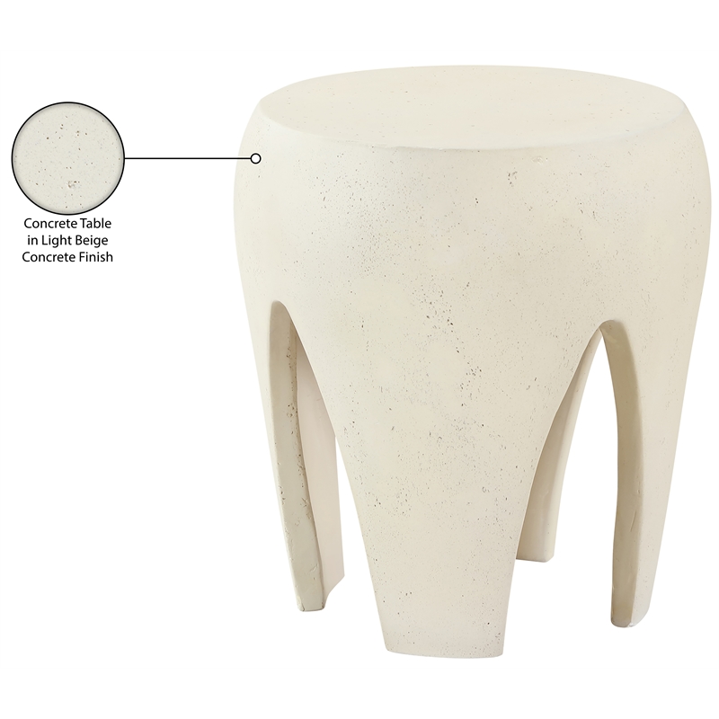 Meridian Furniture Moxie Cream Concrete Indoor / Outdoor End Table