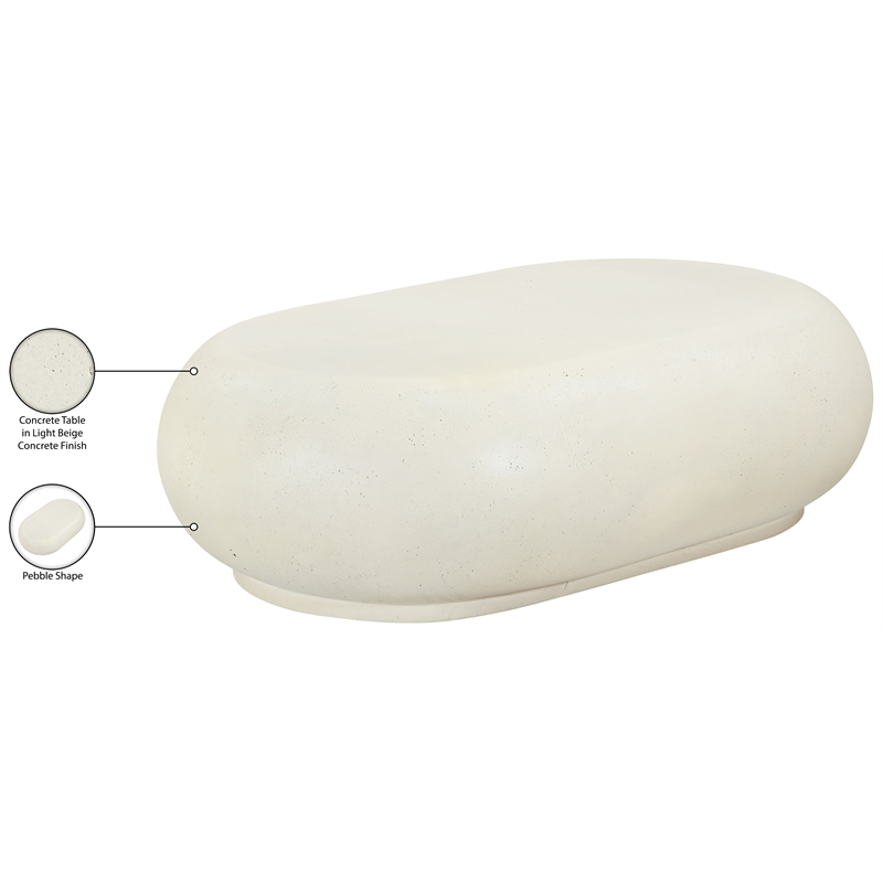 Meridian Furniture Pebble Cream Concrete Indoor / Outdoor Coffee Table