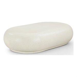 meridian furniture pebble cream concrete indoor / outdoor coffee table