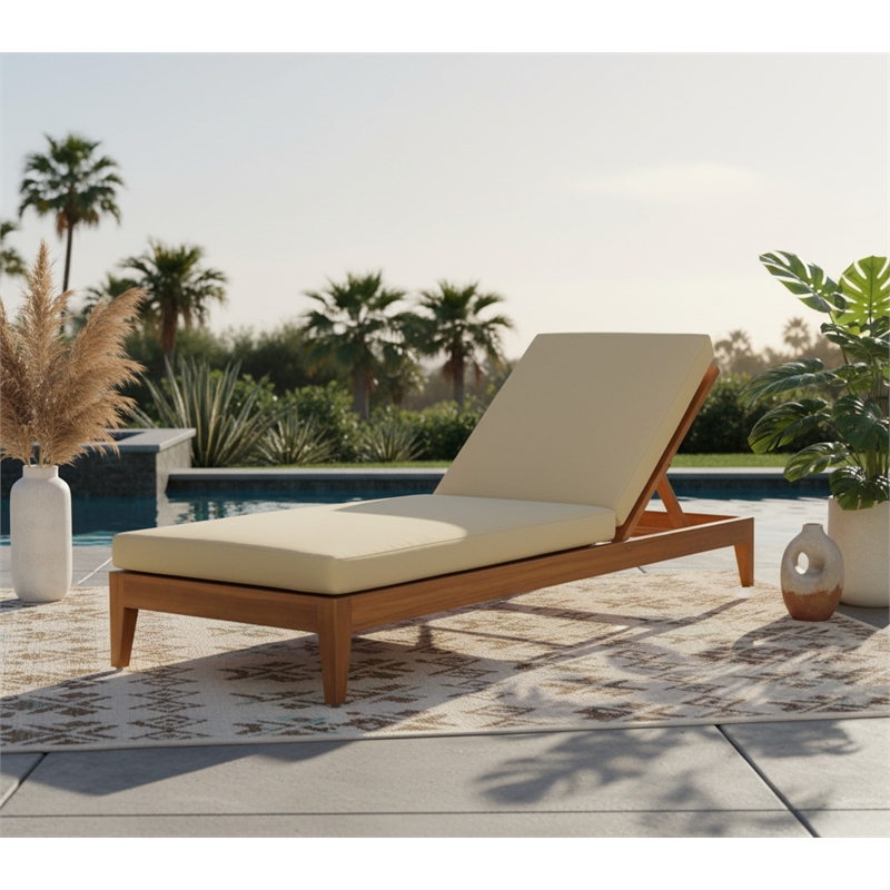 Meridian Furniture Mirella Natural Water Resistant Outdoor Patio Chaise Lounge
