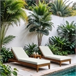 Meridian Furniture Mirella Natural Water Resistant Outdoor Patio Chaise Lounge