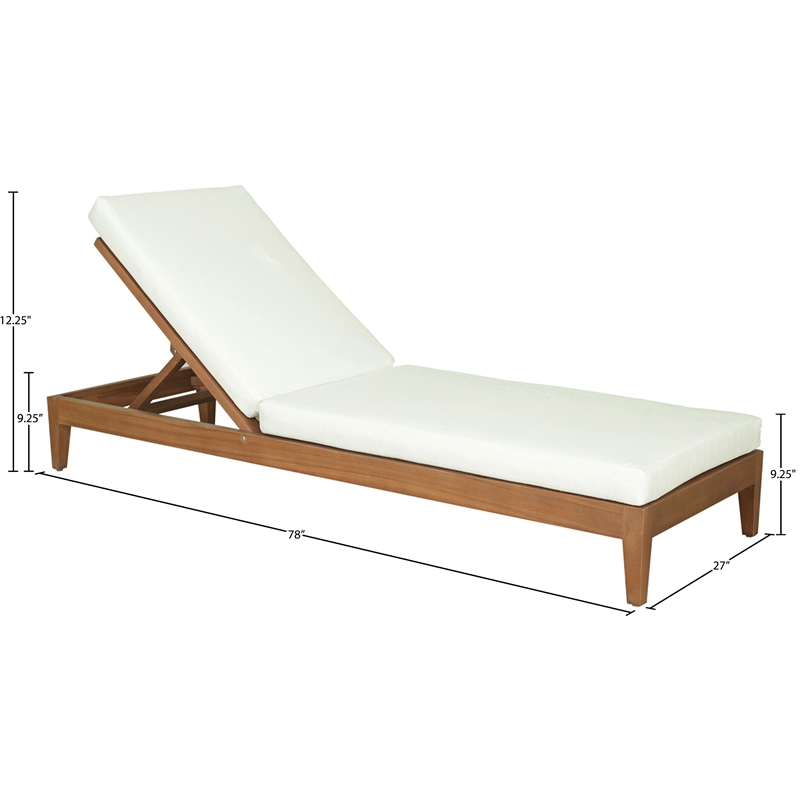Meridian Furniture Mirella Natural Water Resistant Outdoor Patio Chaise Lounge