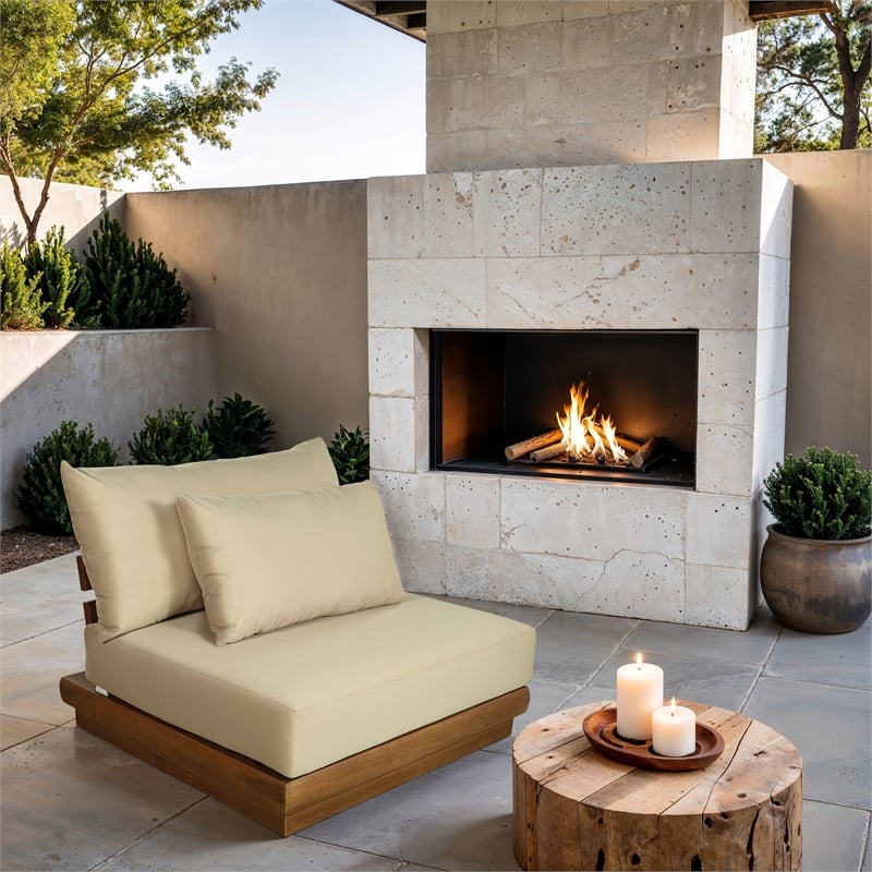 Meridian Furniture Mirella Tan Water Resistant Fabric Patio Armless Chair