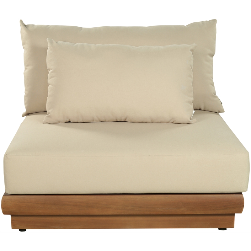 Meridian Furniture Mirella Tan Water Resistant Fabric Patio Armless Chair