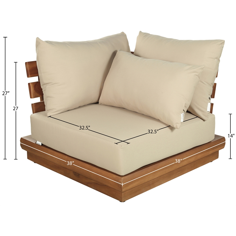 Meridian Furniture Mirella Tan Water Resistant Fabric Patio Corner Chair