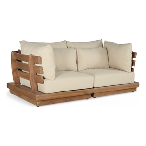 Meridian Furniture Mirella 76&quot Tan Water Resistant Fabric 2pc Patio Loveseat