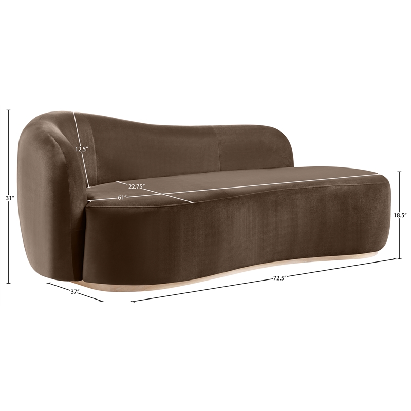 Meridian Furniture Gustavo Brown Velvet Upholstered Chaise