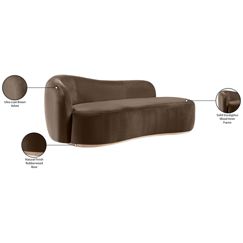 Meridian Furniture Gustavo Brown Velvet Upholstered Chaise
