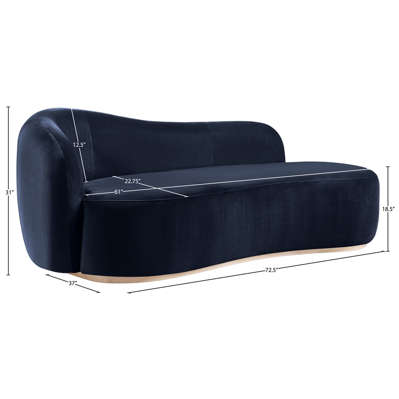 Meridian Furniture Gustavo Navy Velvet Upholstered Chaise