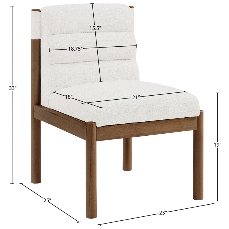 Meridian Furniture Eloura Cream Linen Textured Fabric Dining Chair (Set of 2)