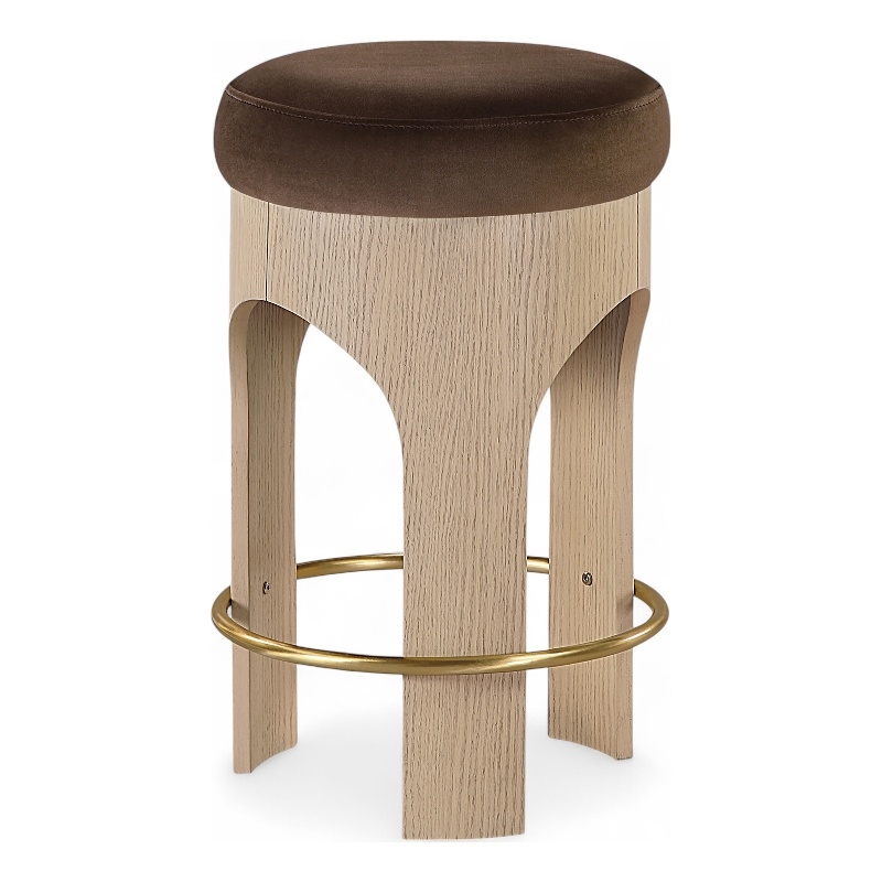Meridian Furniture Bocceli Brown Velvet Upholstered Counter Stool