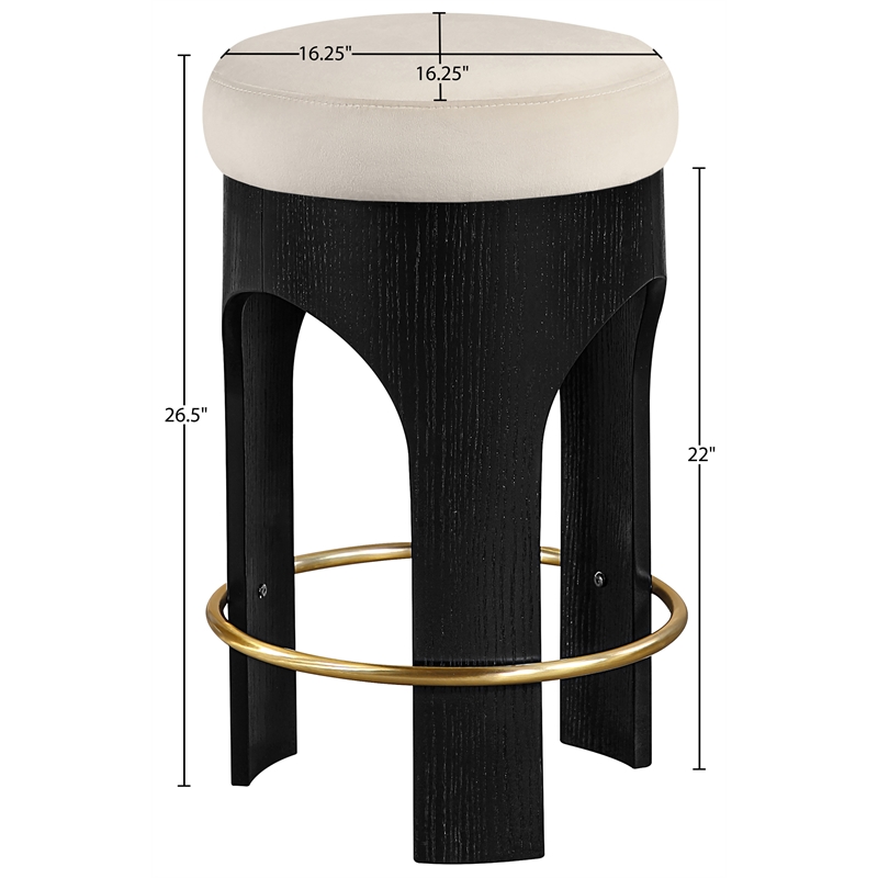 Meridian Furniture Bocceli Black Velvet Upholstered Counter Stool