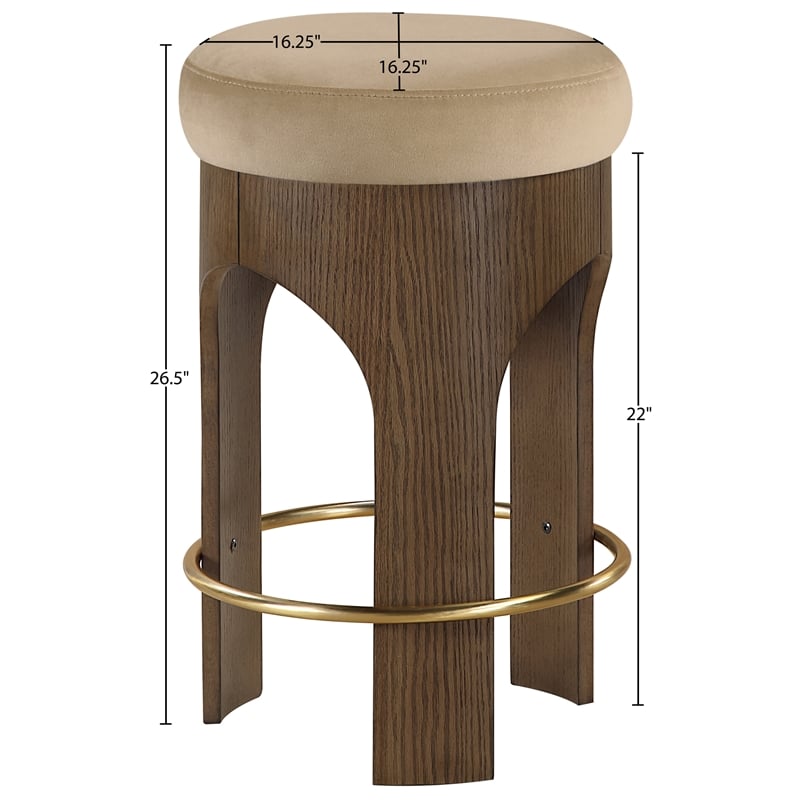 Meridian Furniture Bocceli Beige Velvet Upholstered Counter Stool