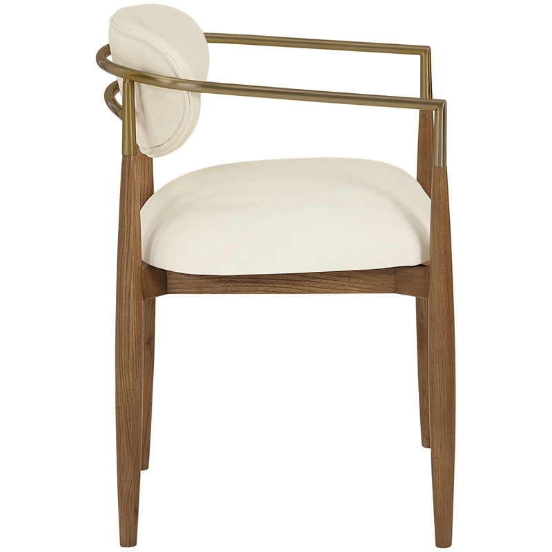 Meridian Furniture Riccio Cream Vegan Leather Dining Arm Chair (Set of 2)