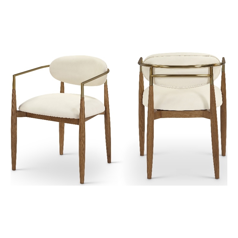 Meridian Furniture Riccio Cream Vegan Leather Dining Arm Chair (Set of 2)