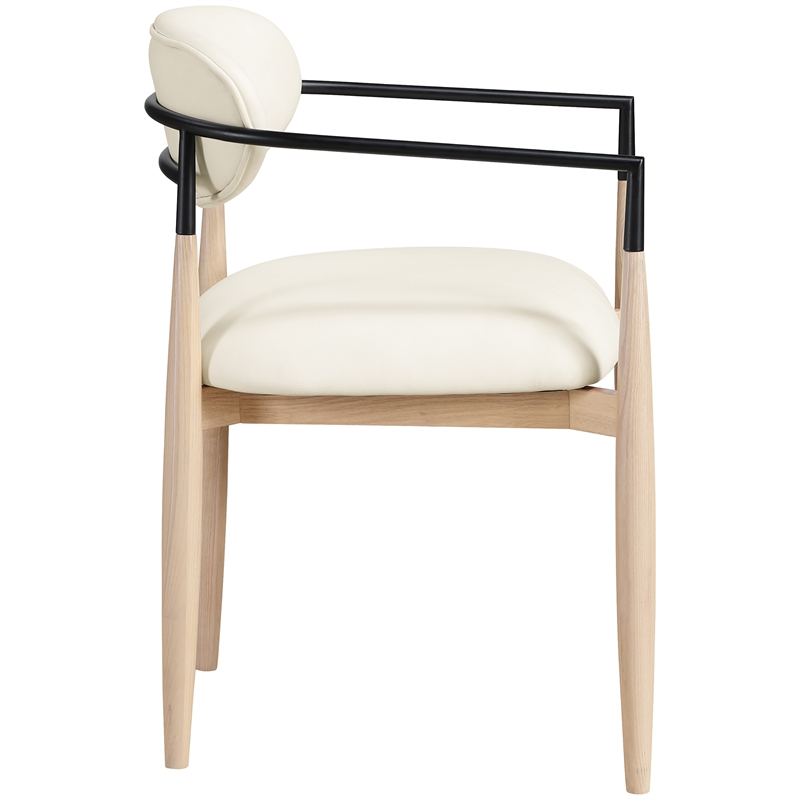 Meridian Furniture Riccio Cream Vegan Leather Dining Arm Chair (Set of 2)