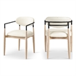 Meridian Furniture Riccio Cream Vegan Leather Dining Arm Chair (Set of 2)