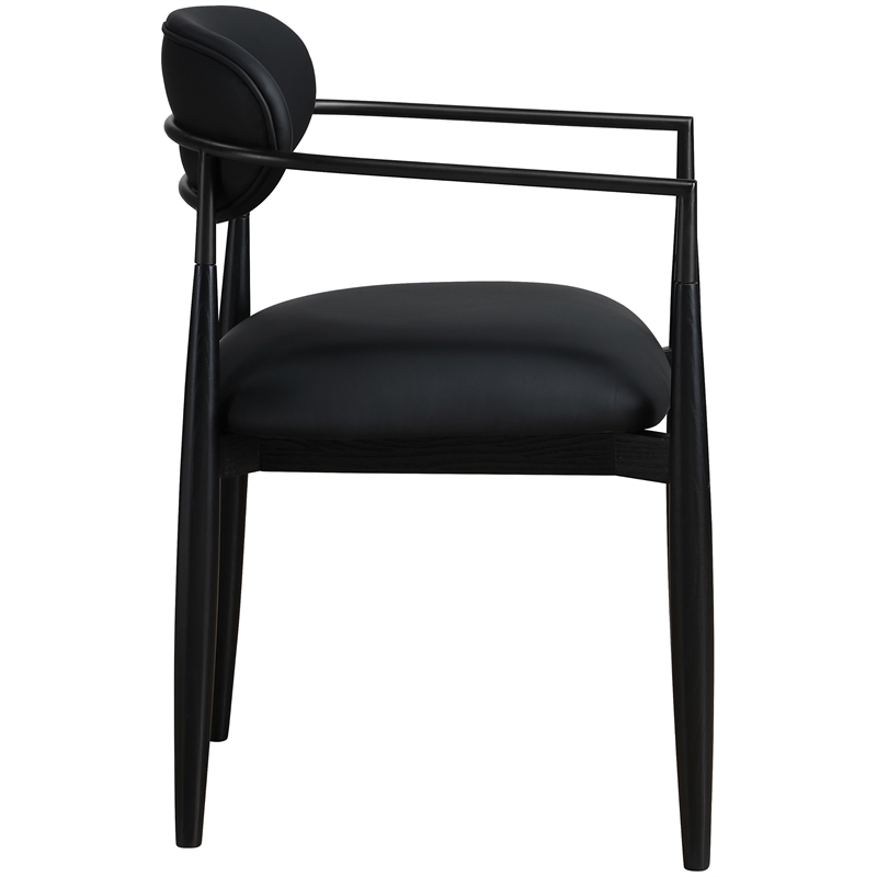 Meridian Furniture Riccio Black Vegan Leather Dining Arm Chair (Set of 2)