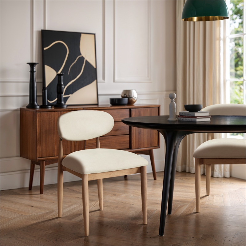 Meridian Furniture Riccio Cream Vegan Leather Dining Side Chair (Set of 2)