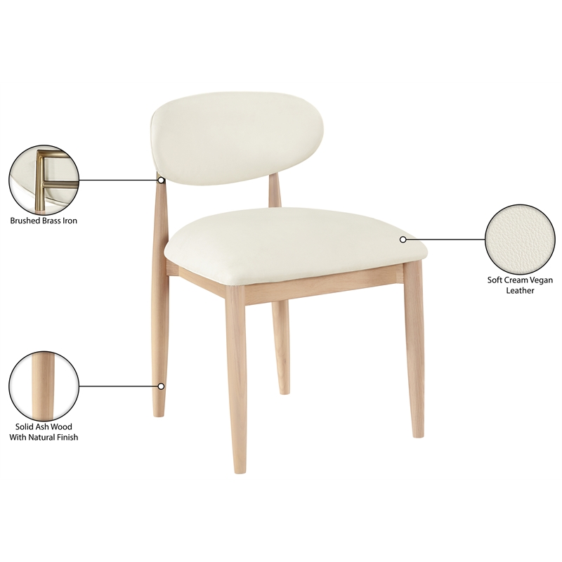 Meridian Furniture Riccio Cream Vegan Leather Dining Side Chair (Set of 2)