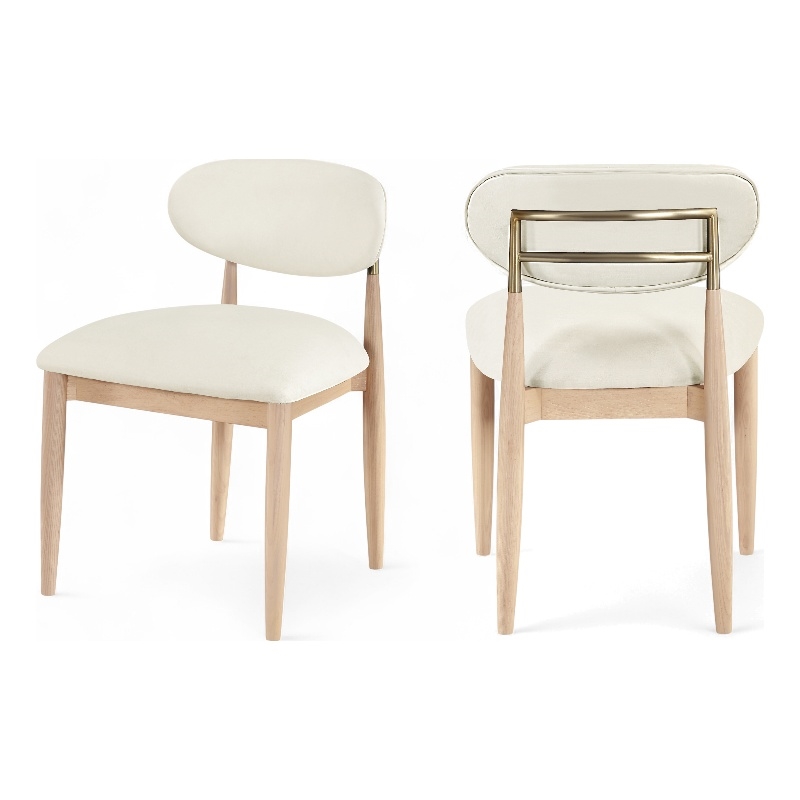 Meridian Furniture Riccio Cream Vegan Leather Dining Side Chair (Set of 2)