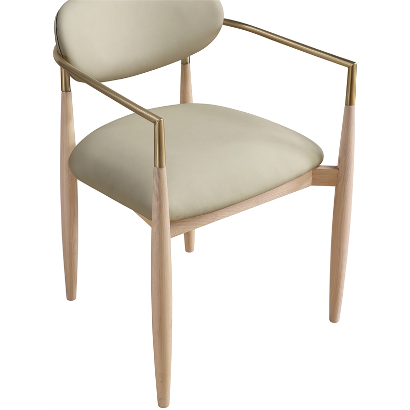 Meridian Furniture Riccio Taupe Vegan Leather Dining Arm Chair (Set of 2)